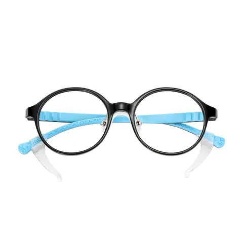 Round Black/Blue Eyeglasses