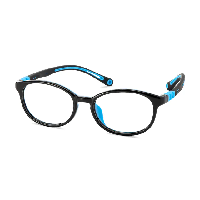 Kids' Oval Black/Blue Eyeglasses