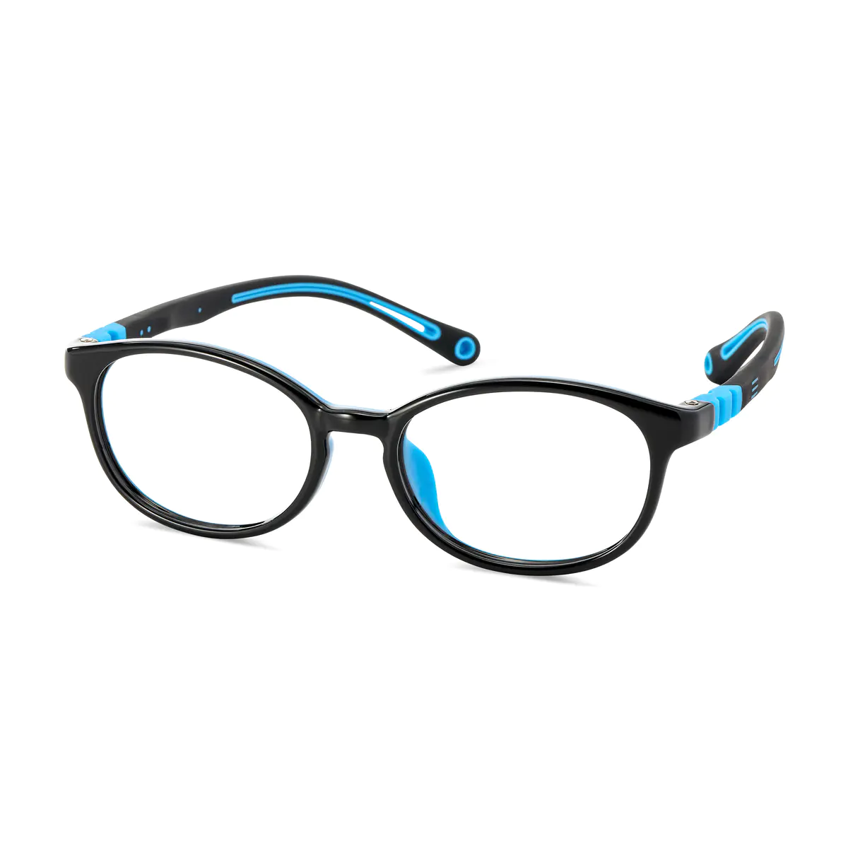Oval Black/Blue Eyeglasses
