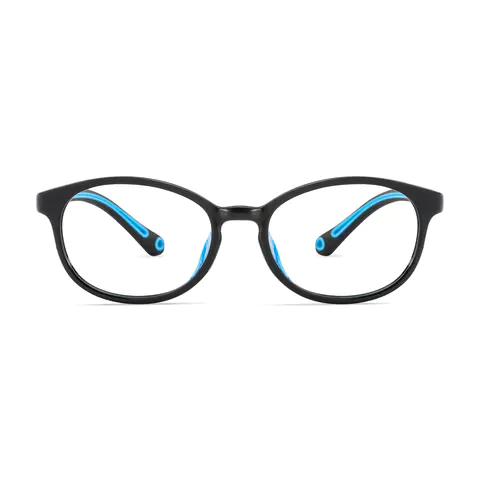 Oval Black/Blue Eyeglasses