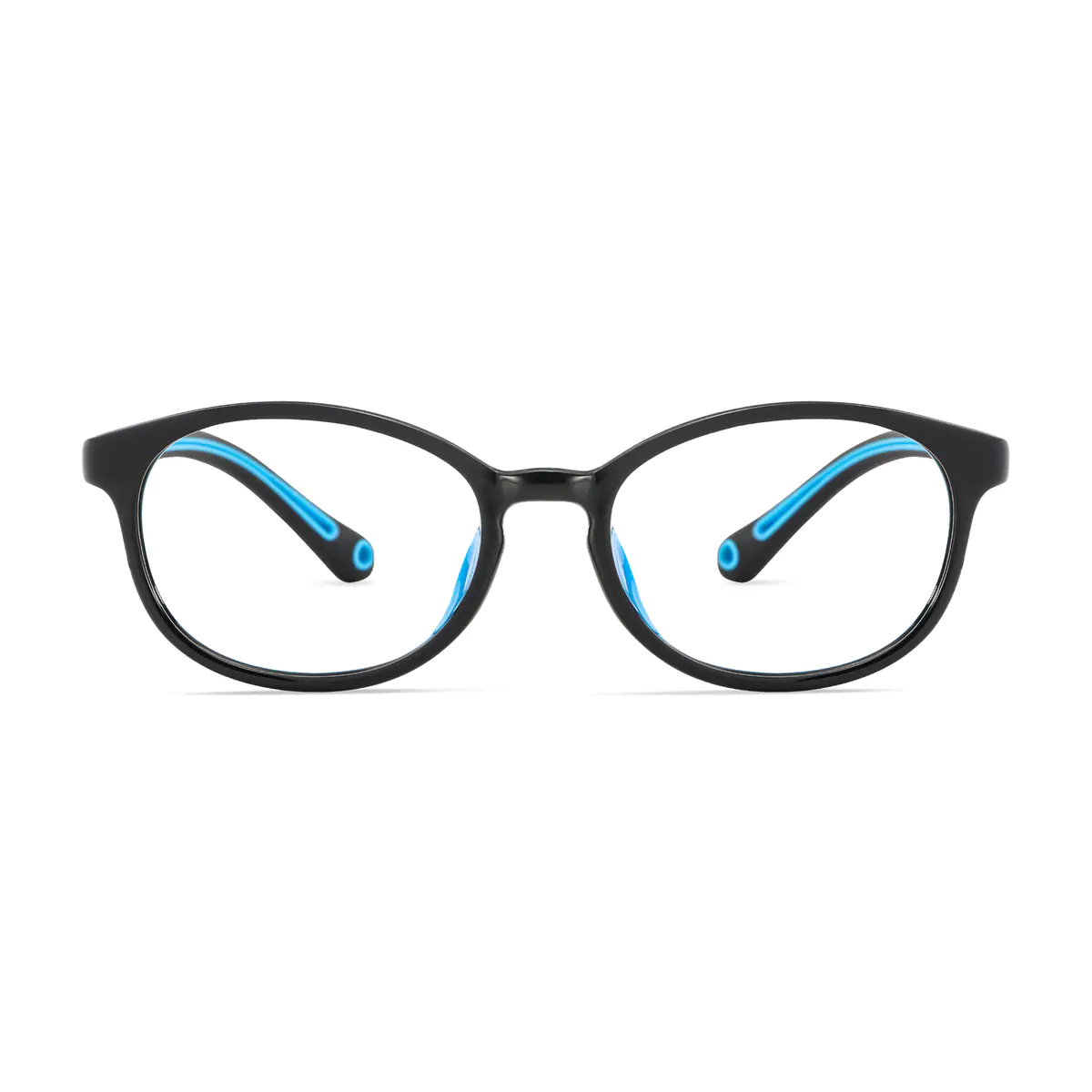 Oval Black/Blue Eyeglasses