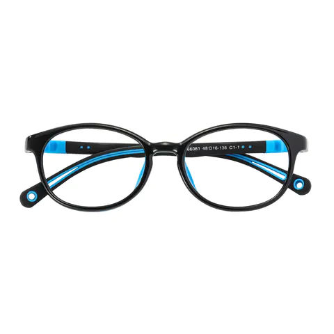 Oval Black/Blue Eyeglasses