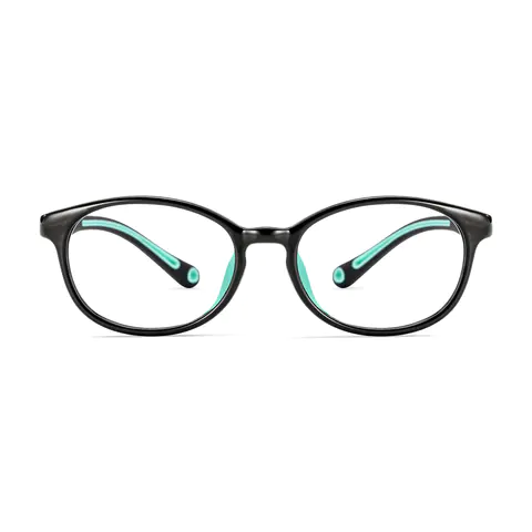 Oval Black/Green Eyeglasses