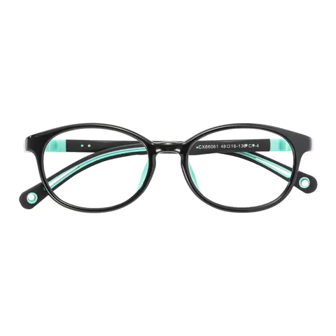 Oval Black/Green Eyeglasses