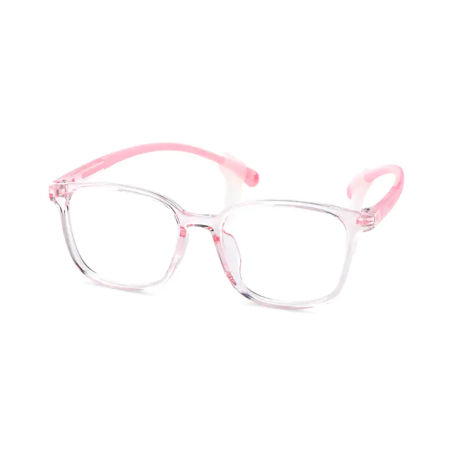 Kids' Square Transparent Pink Eyeglasses