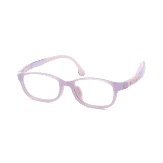 Kids' Rectangle Transparent Purple Eyeglasses