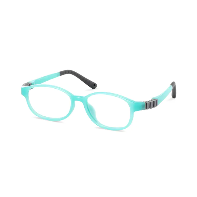 Kids' Rectangle Transparent Green Eyeglasses