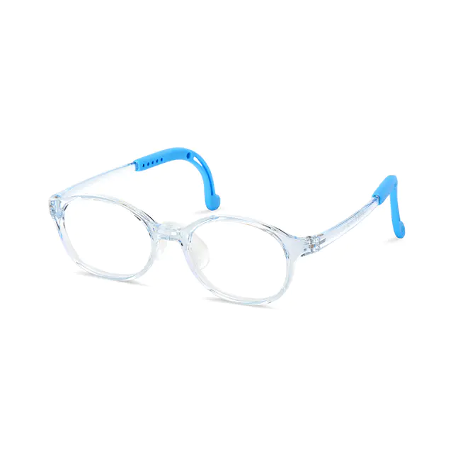 Kids' Oval Transparent Blue Eyeglasses