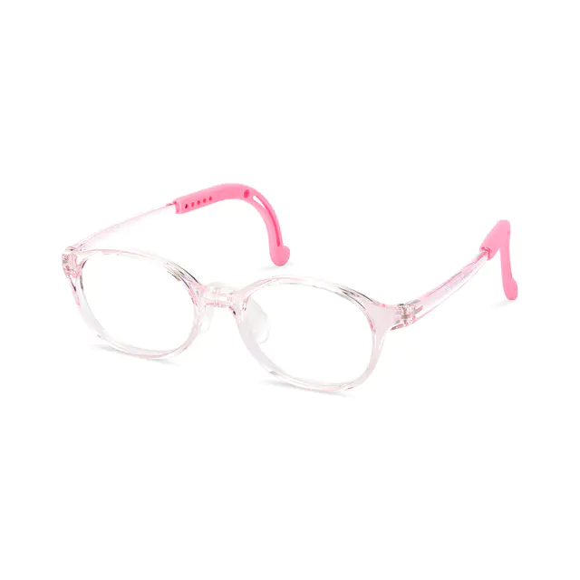 Kids'Oval Transparent Pink Eyeglasses