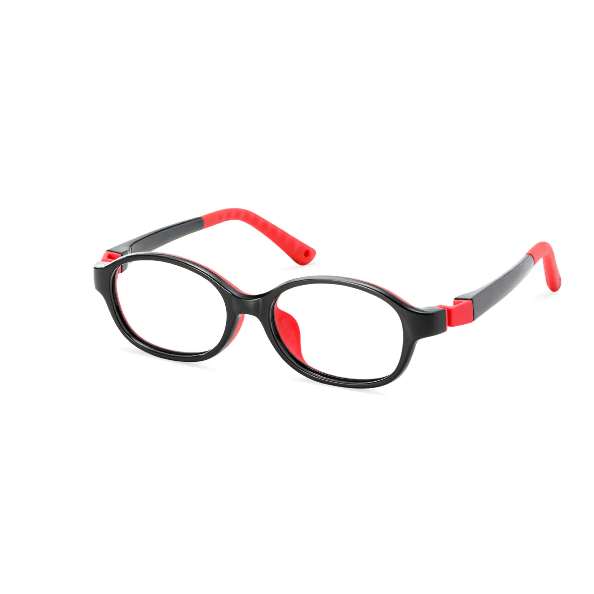 Oval Red/Black Eyeglasses