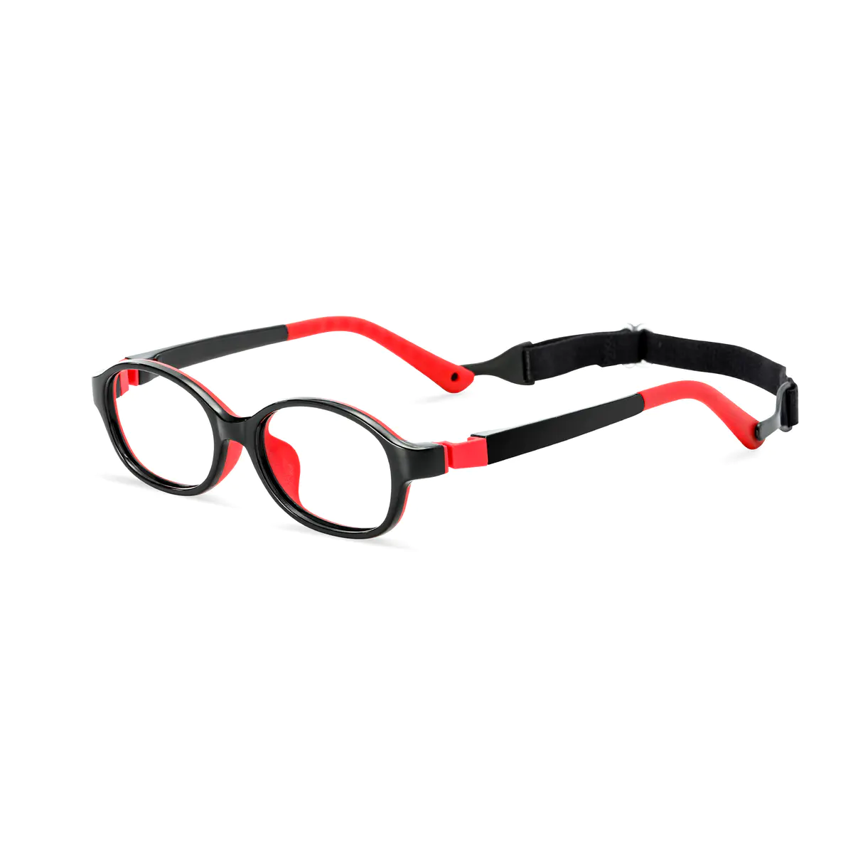 Oval Red/Black Eyeglasses