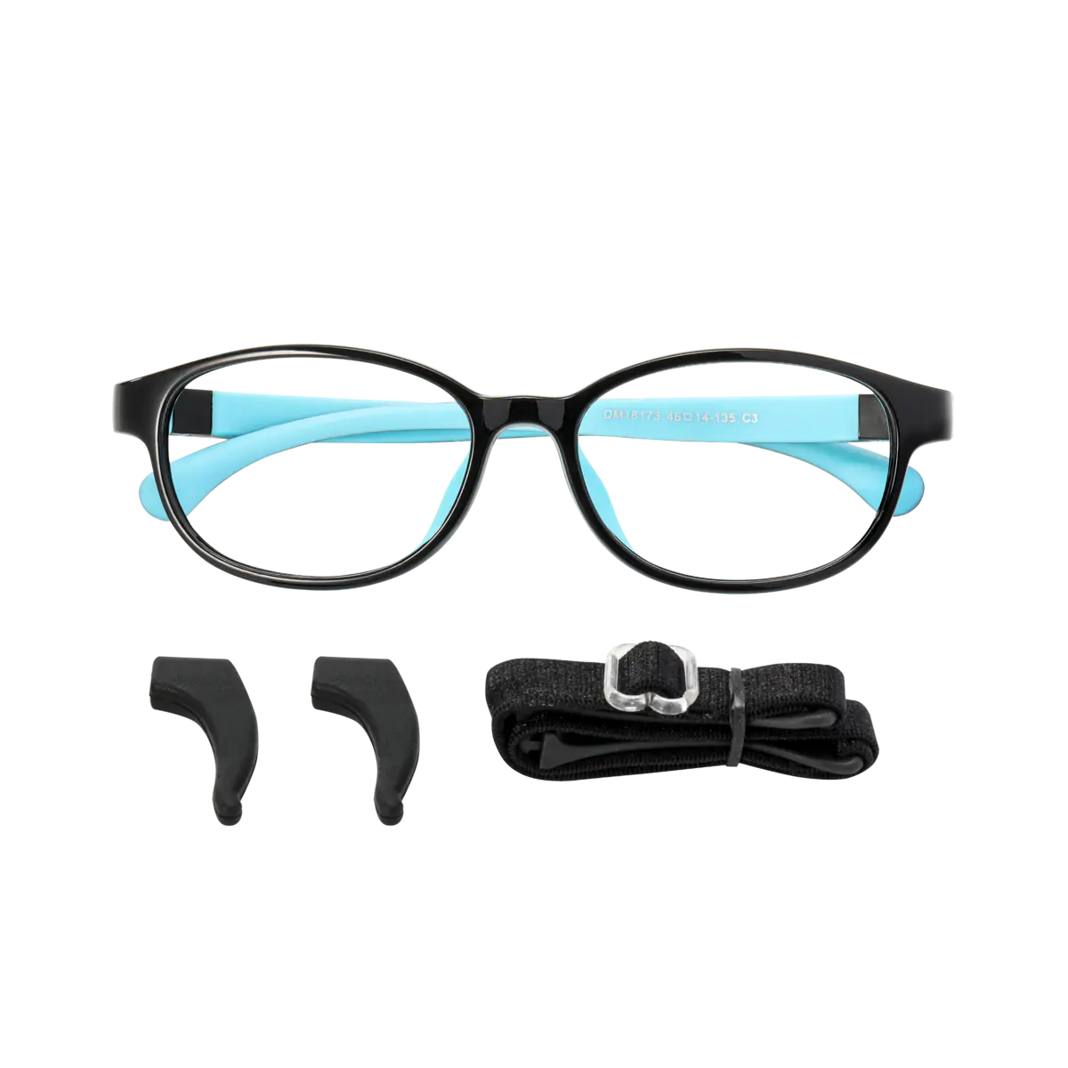 Kids' Rectangle Black/Blue Eyeglasses
