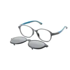 Kids' Oval Transparent Gray Clip-On Eyeglasses