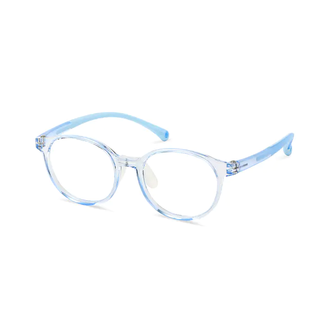 Kids' Oval Transparent Blue Eyeglasses