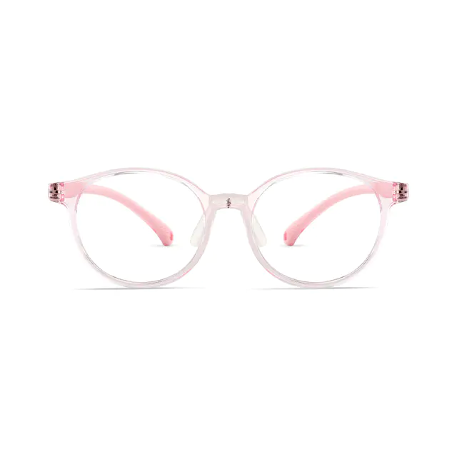 Kids' Oval Transparent Pink Eyeglasses