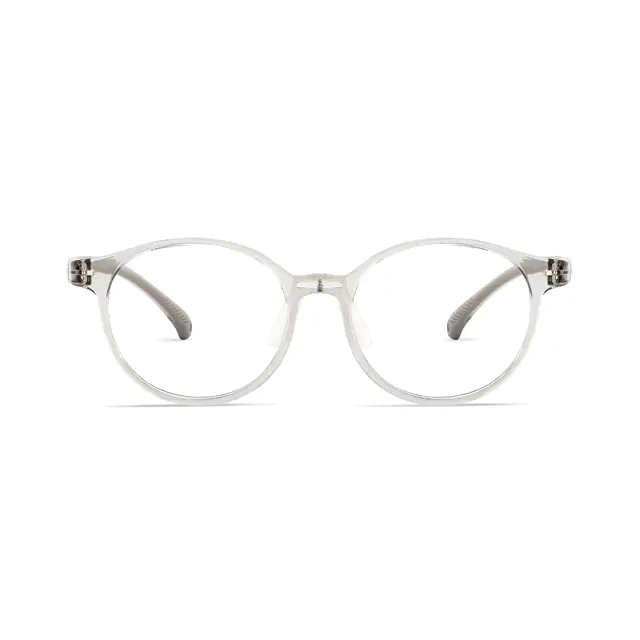 Kids' Oval Transparent Gray Eyeglasses
