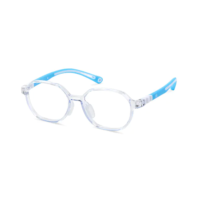 Kids' Oval Transparent Blue Eyeglasses