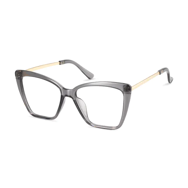 Cat-eye Transparent Gray Eyeglasses