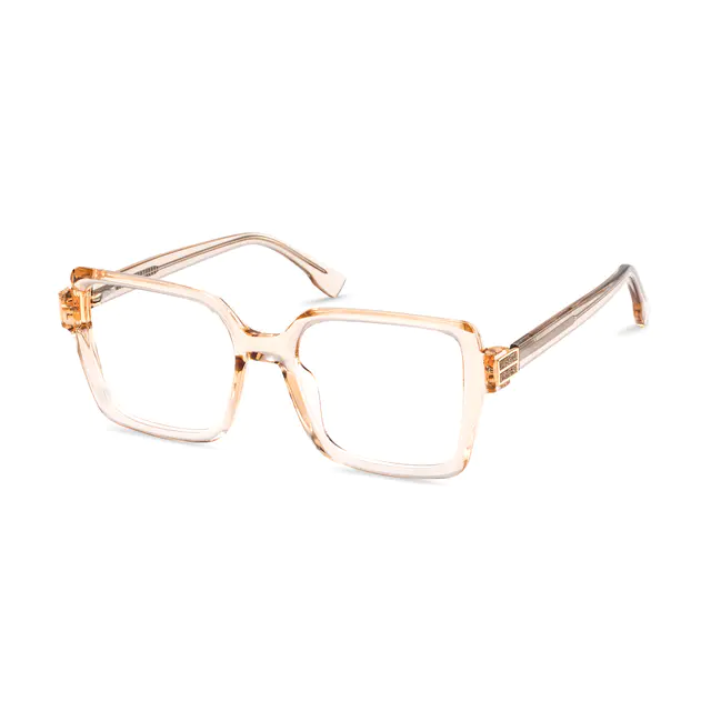 Square Transparent Amber Eyeglasses