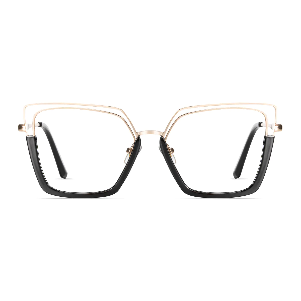 Geometric Black Gold Eyeglasses