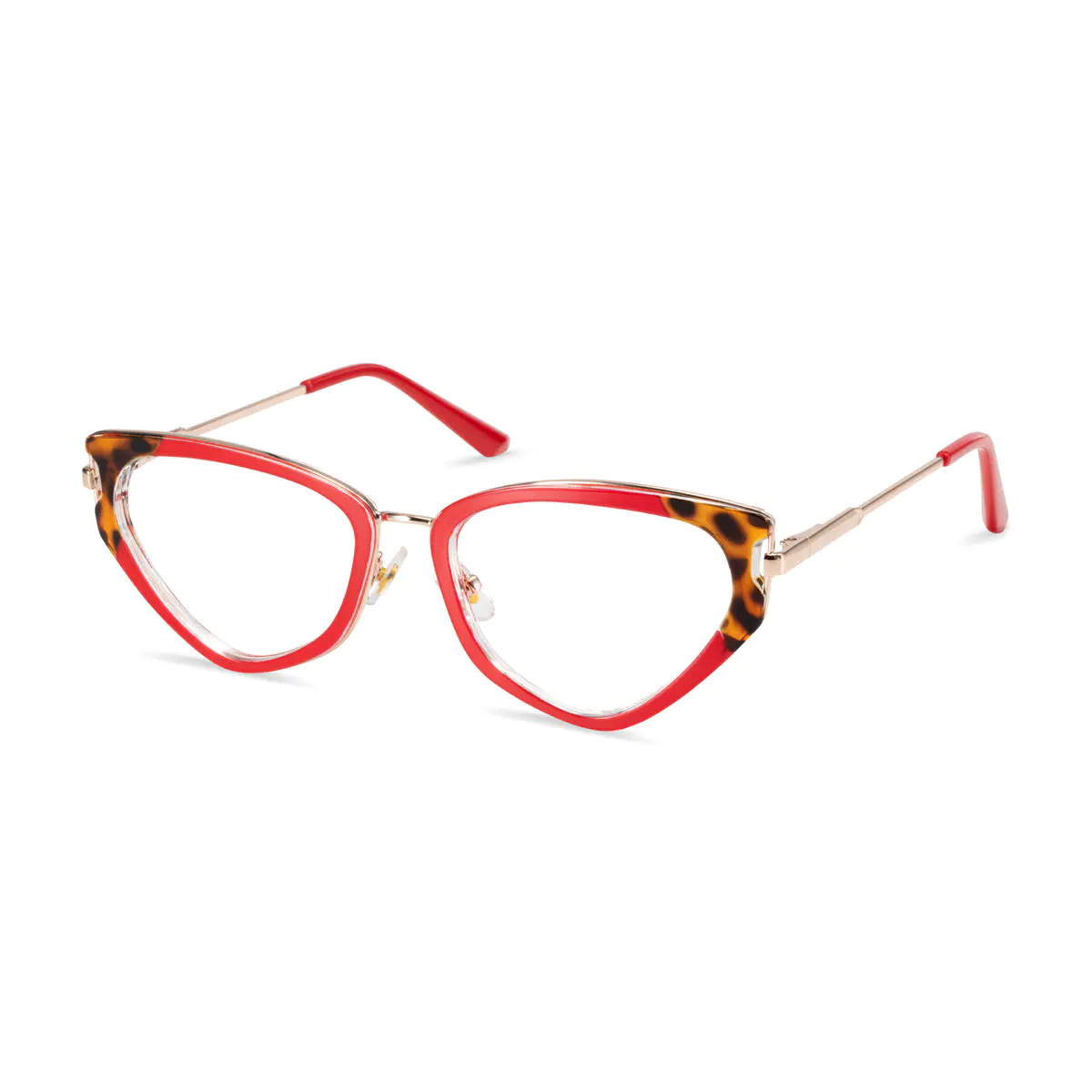 Geometric Tortoiseshell/Red Eyeglasses