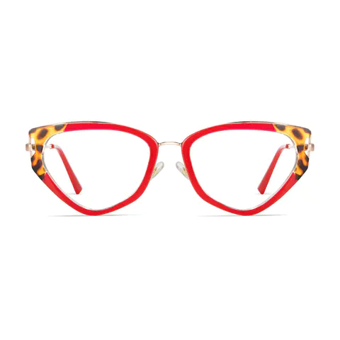 Geometric Tortoiseshell/Red Eyeglasses