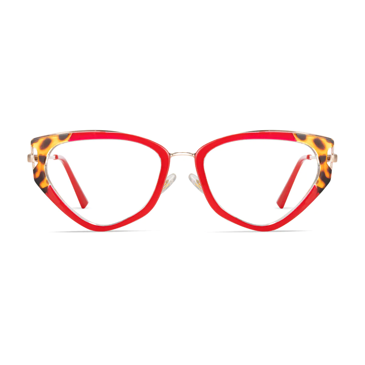 Geometric Tortoiseshell/Red Eyeglasses