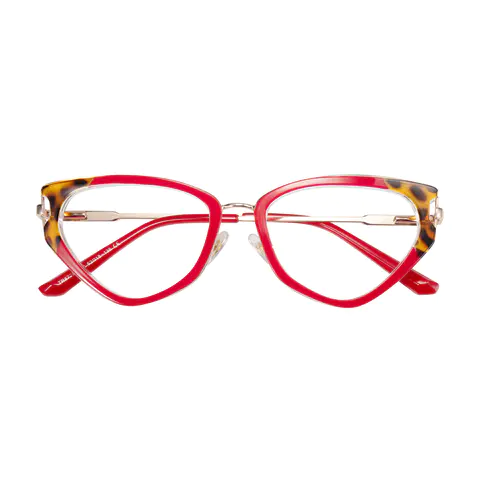 Geometric Tortoiseshell/Red Eyeglasses