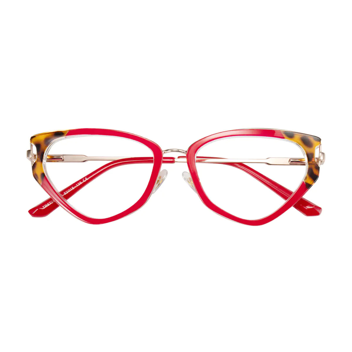 Geometric Tortoiseshell/Red Eyeglasses
