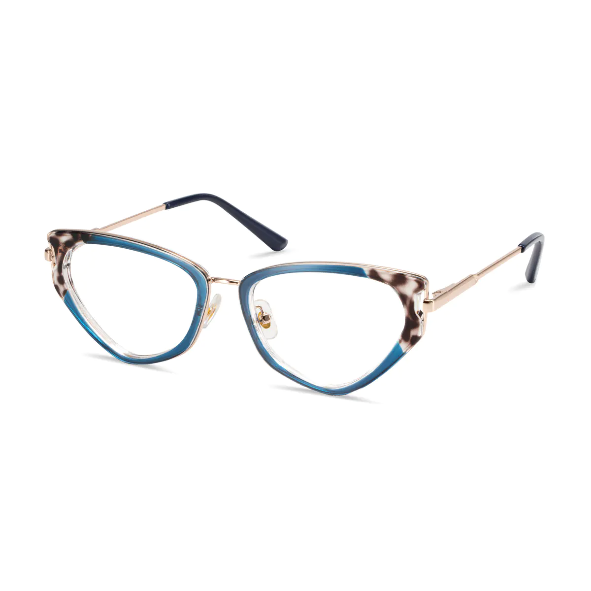 Geometric Tortoiseshell/Blue Eyeglasses