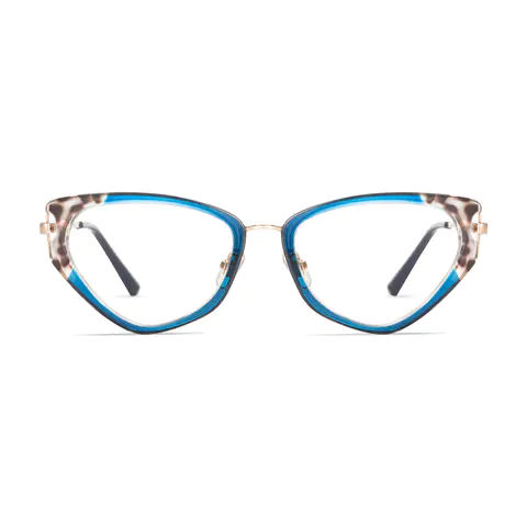 Geometric Tortoiseshell/Blue Eyeglasses