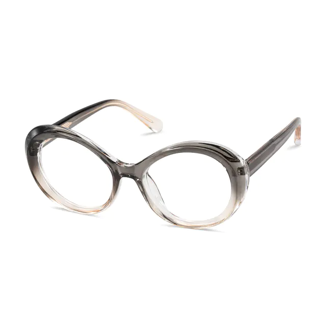 Oval Transparent Gray Eyeglasses