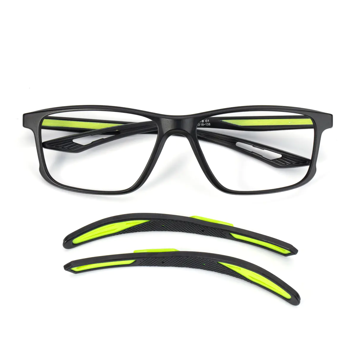 Rectangle Black/Green Eyeglasses