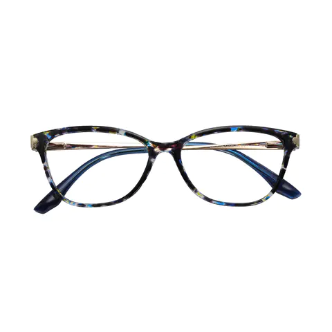 Oval Tortoiseshell/Blue Eyeglasses