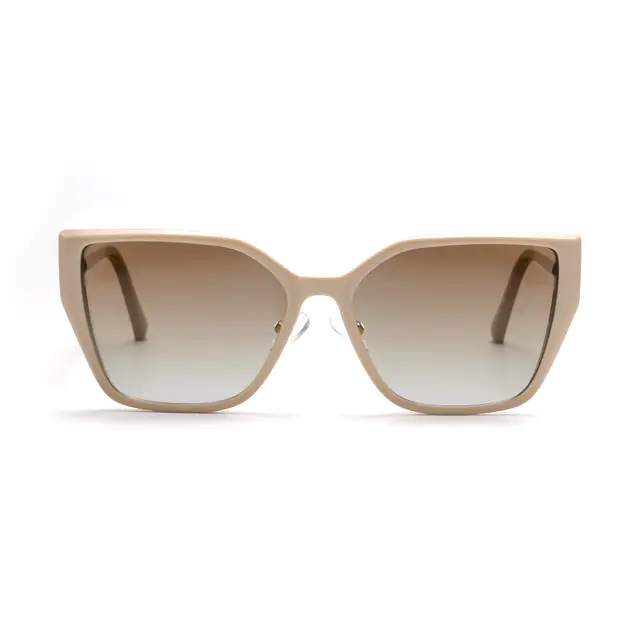 Square Clip-On Ivory Beige Sunglasses