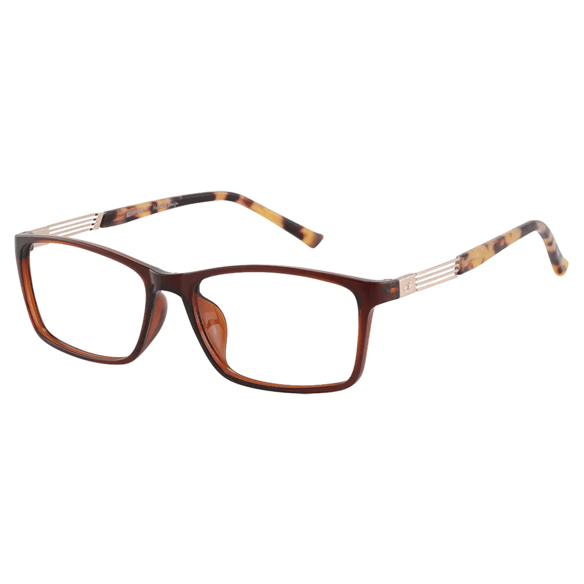 Rectangle Brown Eyeglasses