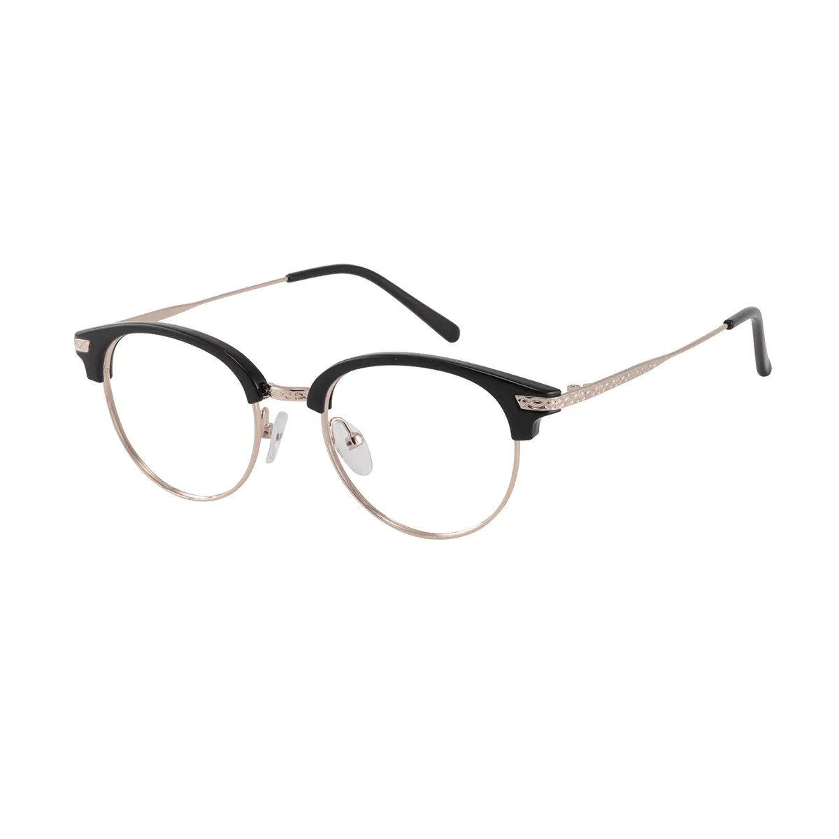 Oval Black Gold Eyeglasses