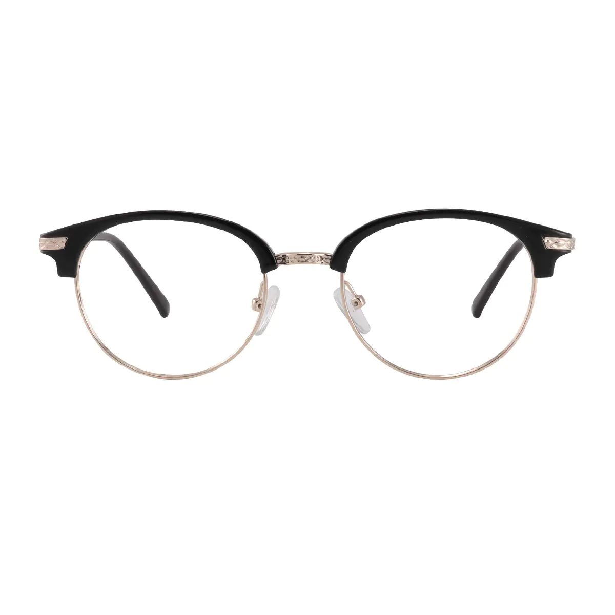 Oval Black Gold Eyeglasses