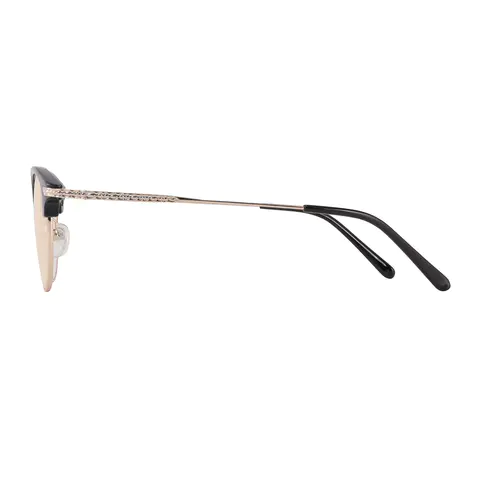 Oval Black Gold Eyeglasses