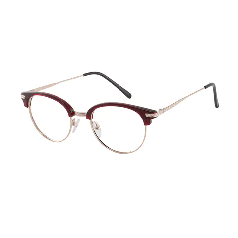 Oval Red/Gold Eyeglasses
