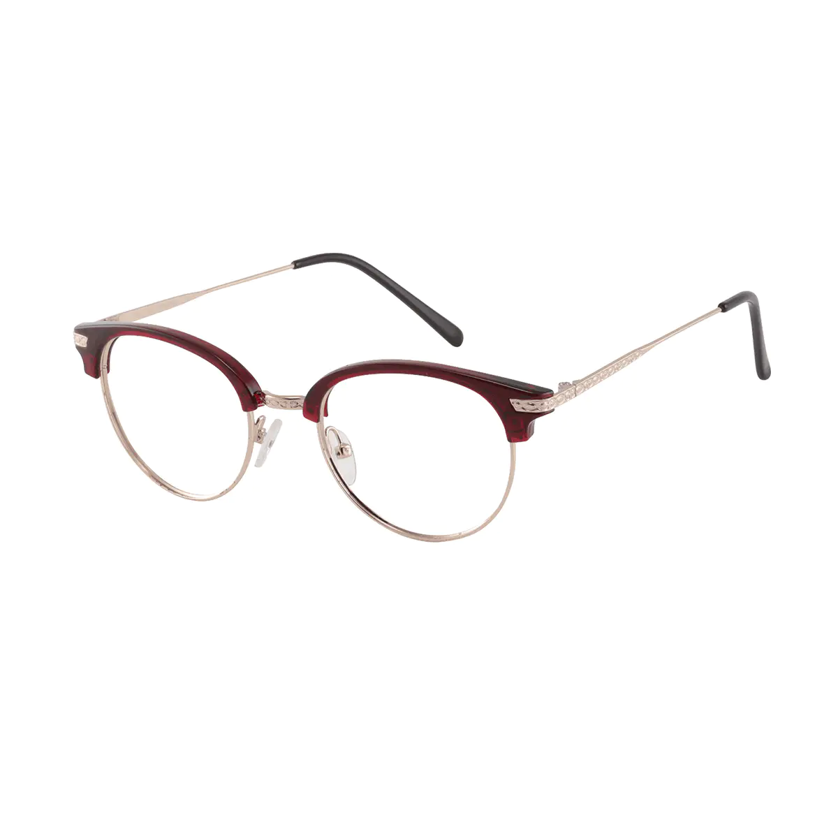 Oval Red/Gold Eyeglasses