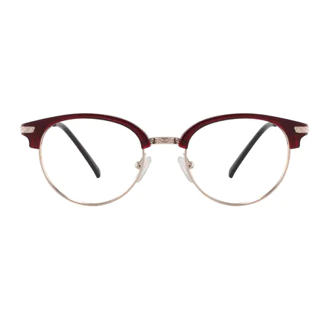 Oval Red/Gold Eyeglasses