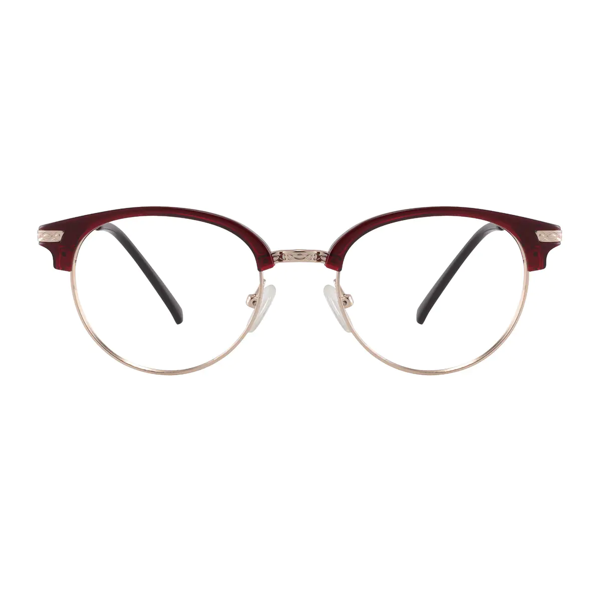 Oval Red/Gold Eyeglasses