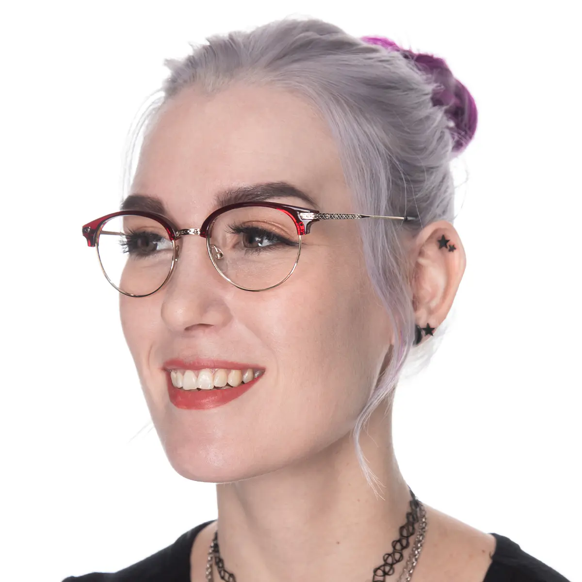 Oval Red/Gold Eyeglasses