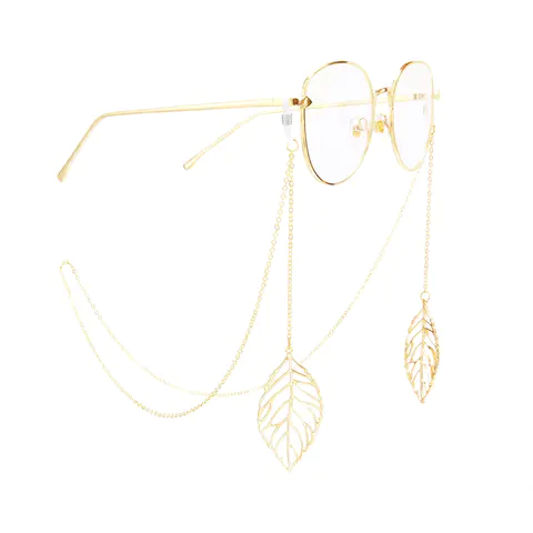 Gold-colored eyeglasses chain