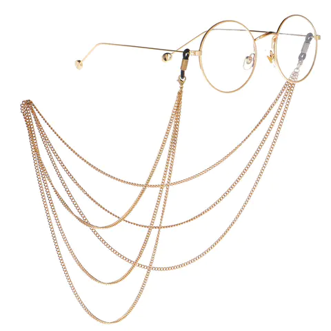 Gold-colored eyeglasses chain