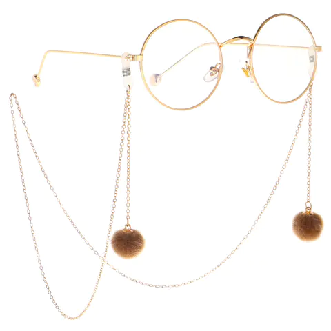 Gold-colored eyeglasses chain