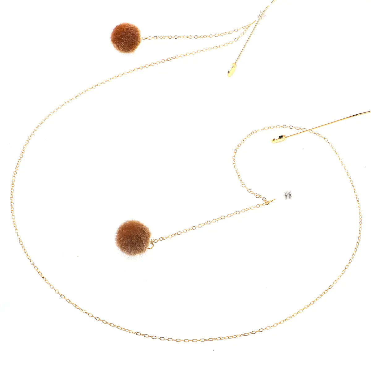 Gold-colored eyeglasses chain
