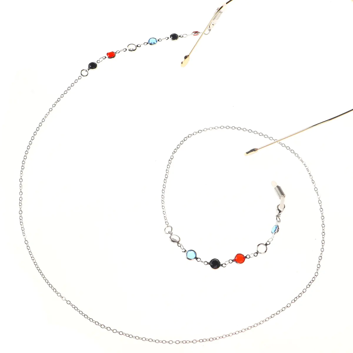 Gold-colored eyeglasses chain