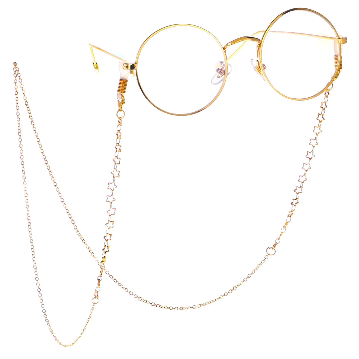 Gold-colored eyeglasses chain